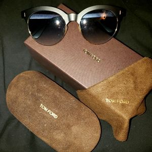 Tom Ford FT0438 5305P ANGELA Black/Gold Round Sunglasses